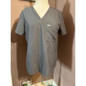 Figs Catarina Scrub Top Womens Medium One Pocket Shirt Gray PO 1602